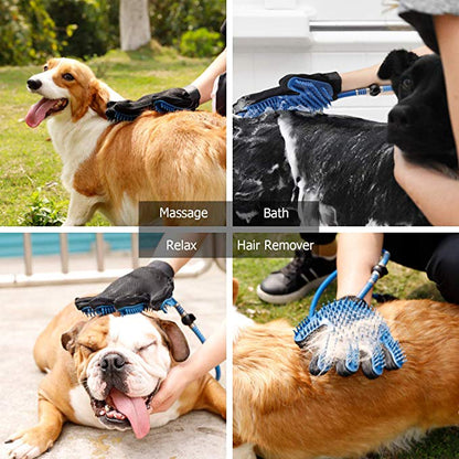 Pet Grooming Shower Bathing Spray Gloves for Dogs & Cats, Compatible with Outdoor Hose & Bath Tub - by Famigift