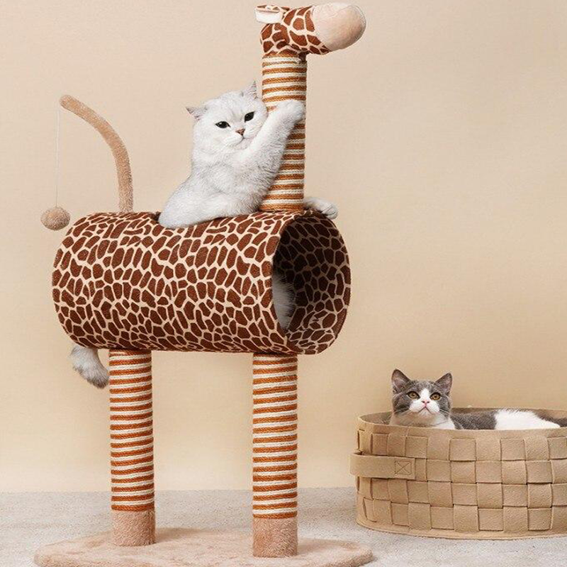 Giraffe cats scratching post rope toy tree cat climbing frame - by Famigift