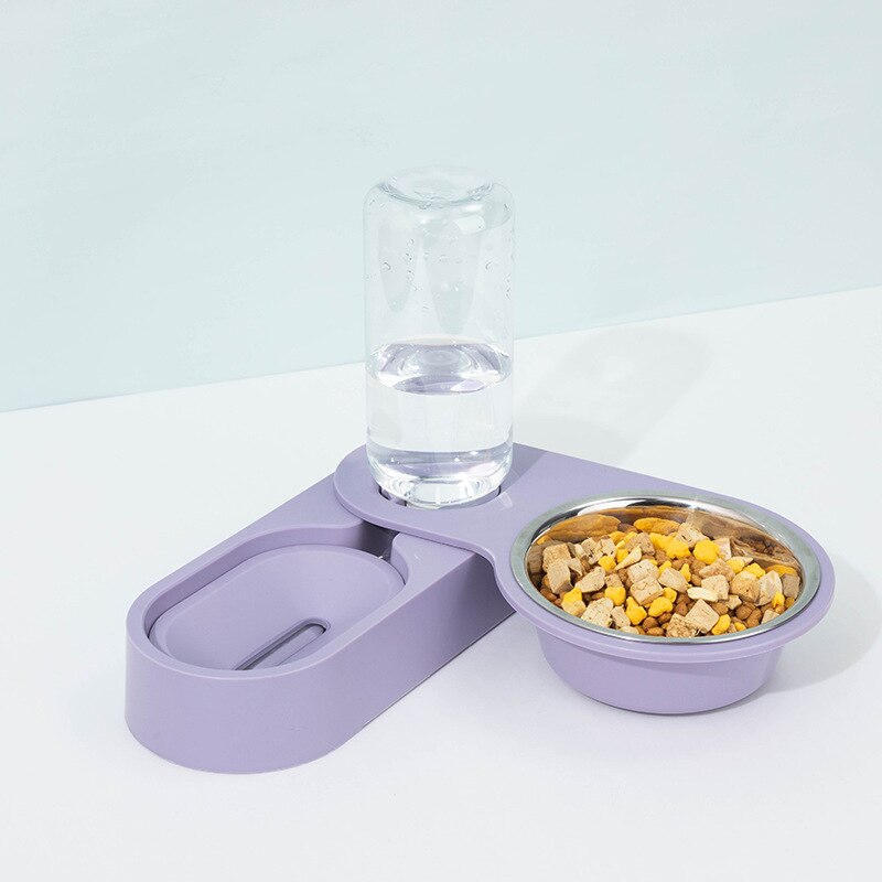 Automatic Pet Feeder Water Dispenser 2 In 1 Rotatable Drinking Food Bowl - by Famigift