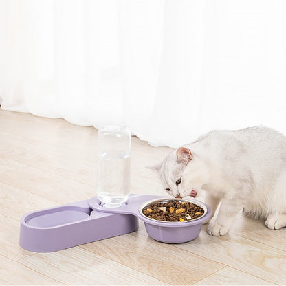 Automatic Pet Feeder Water Dispenser 2 In 1 Rotatable Drinking Food Bowl - by Famigift