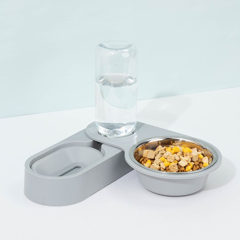 Automatic Pet Feeder Water Dispenser 2 In 1 Rotatable Drinking Food Bowl - by Famigift