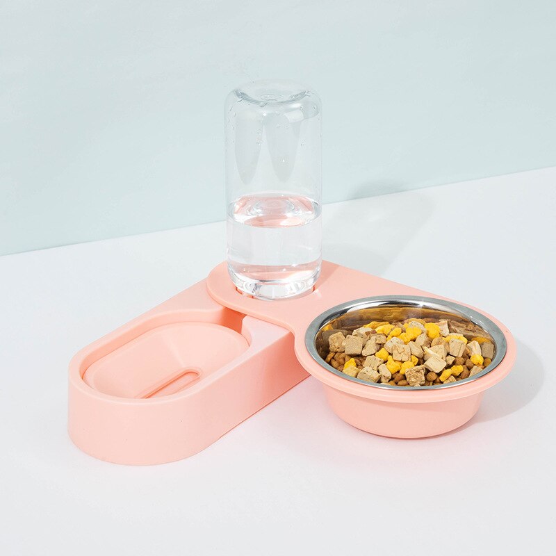 Automatic Pet Feeder Water Dispenser 2 In 1 Rotatable Drinking Food Bowl - by Famigift