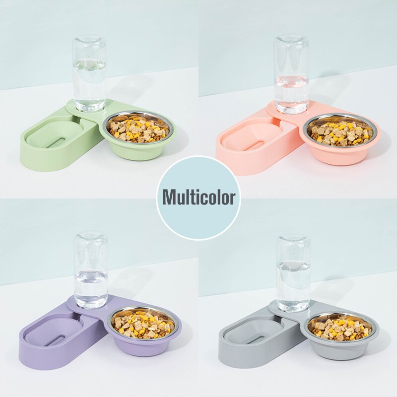 Automatic Pet Feeder Water Dispenser 2 In 1 Rotatable Drinking Food Bowl - by Famigift