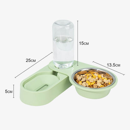 Automatic Pet Feeder Water Dispenser 2 In 1 Rotatable Drinking Food Bowl - purple - by Famigift