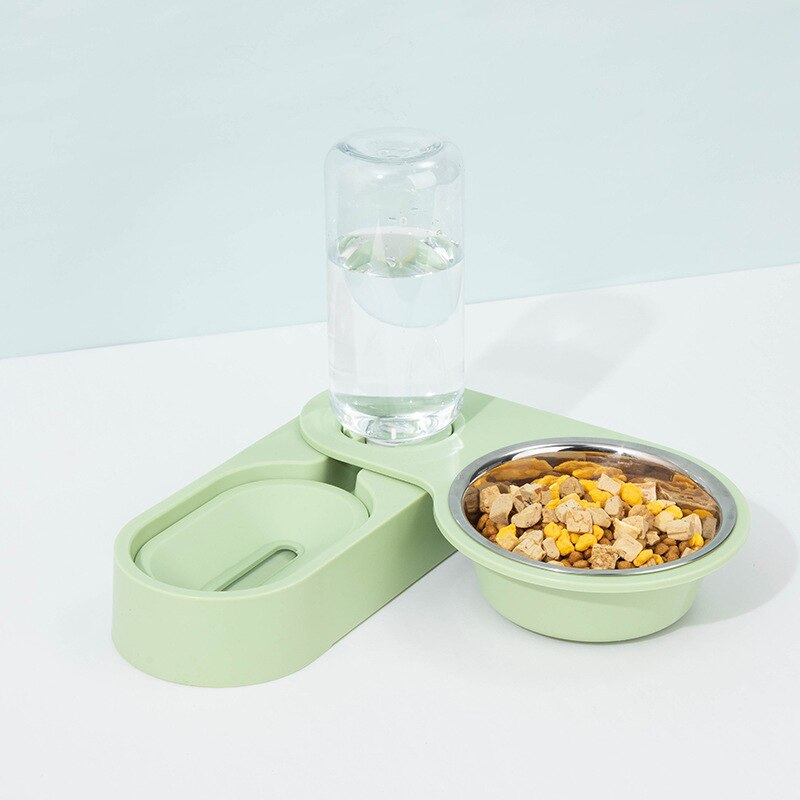 Automatic Pet Feeder Water Dispenser 2 In 1 Rotatable Drinking Food Bowl - by Famigift