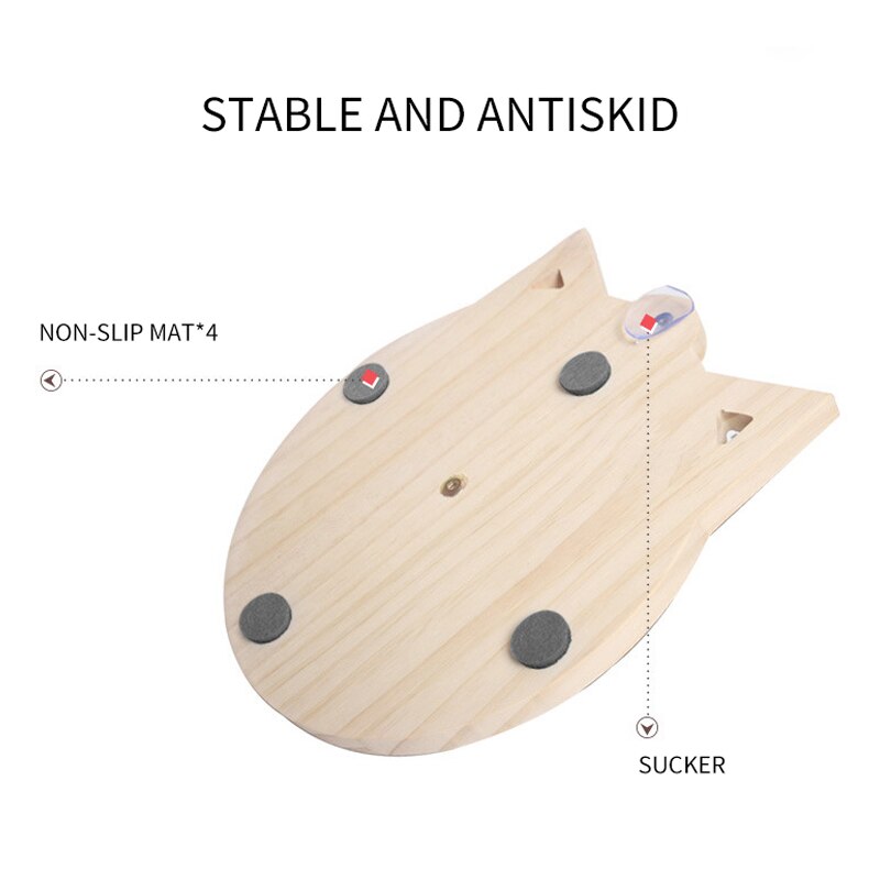 Wooden Pet Cats Toys Loop Track with Wooden Balls Three-layer Scraper Board - by Famigift