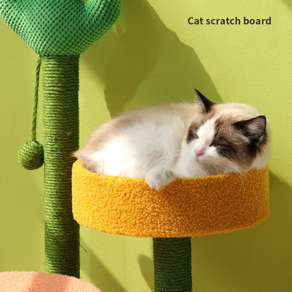 Cactus cat scratching post with sisal rope cat nest tree house - Ball Pink - by Famigift