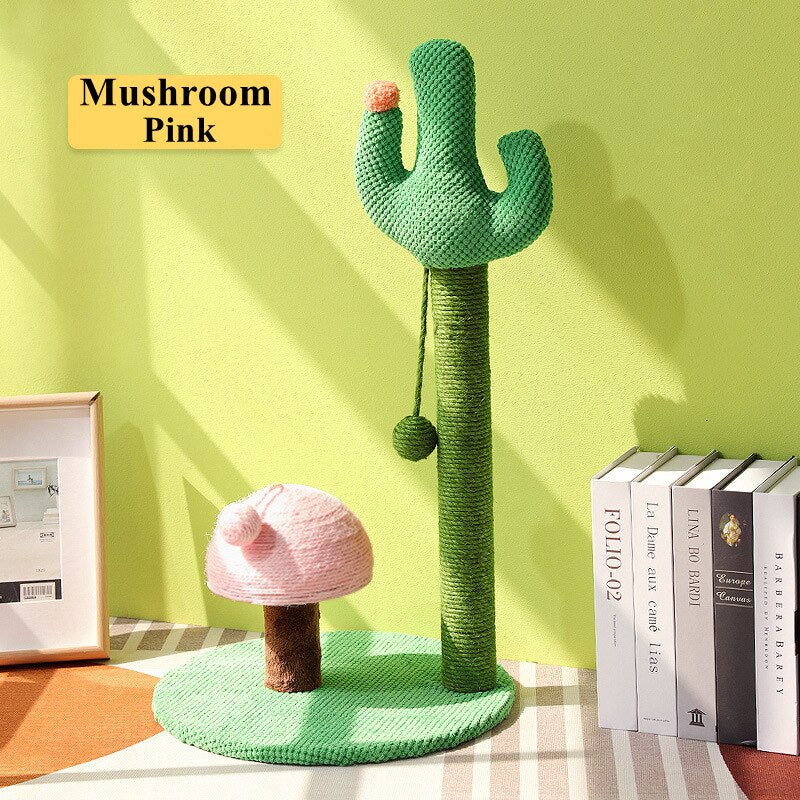 Cactus cat scratching post with sisal rope cat nest tree house - by Famigift