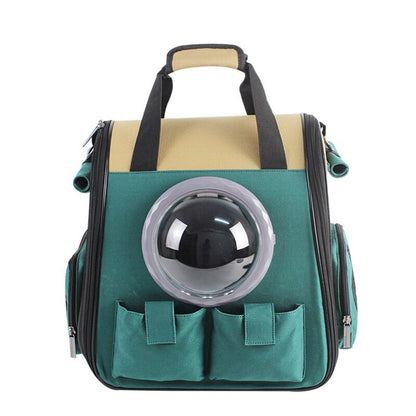 Cat canvas carrier puppy dog travel backpacks - Green Pet Bag - by Famigift