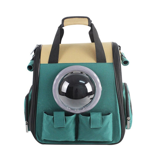 Cat canvas carrier puppy dog travel backpacks - Green Pet Bag - by Famigift