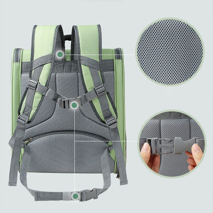 Cat carrier bag transparent pvc large capacity double shoulder backpack - Green - by Famigift