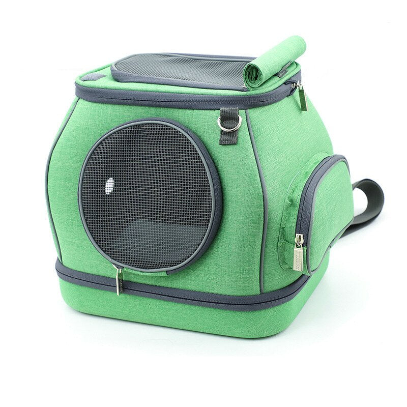 Cat carrier small pet portable cage cationic linen eva material breathable - Black - by Famigift