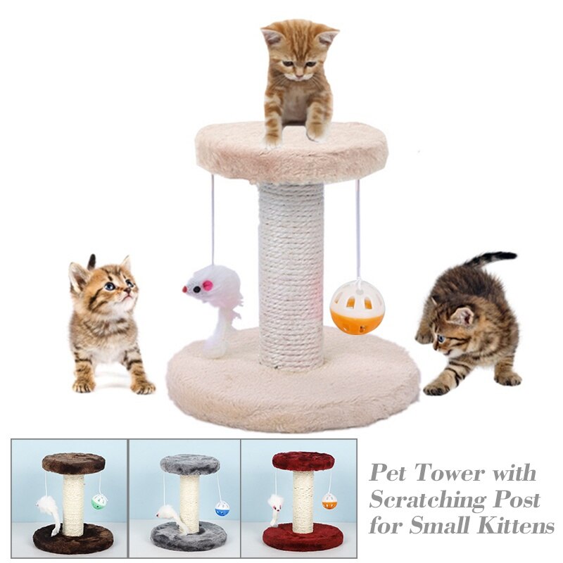 Cat climbing frame double layer with double drop ball pet activity center - Coffee - by Famigift
