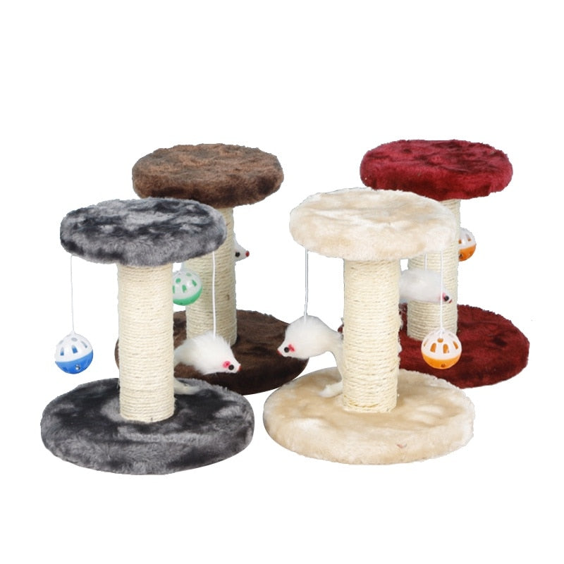Cat climbing frame double layer with double drop ball pet activity center - Beige - by Famigift