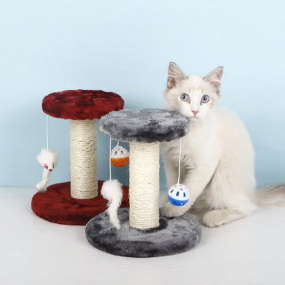 Cat climbing frame double layer with double drop ball pet activity center - grey - by Famigift