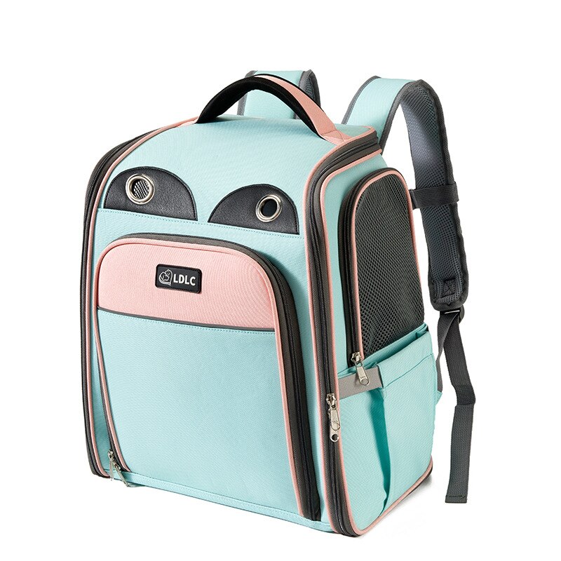 Pet expandable backpack small animals carrier bags breathable - Gray Blue - by Famigift