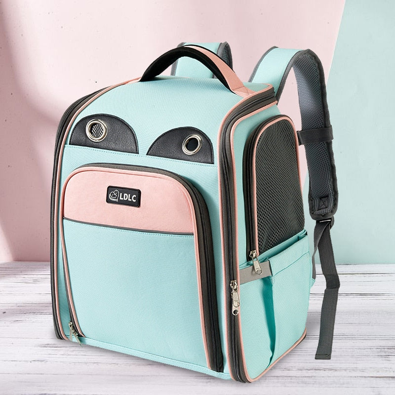 Pet expandable backpack small animals carrier bags breathable - Gray - by Famigift