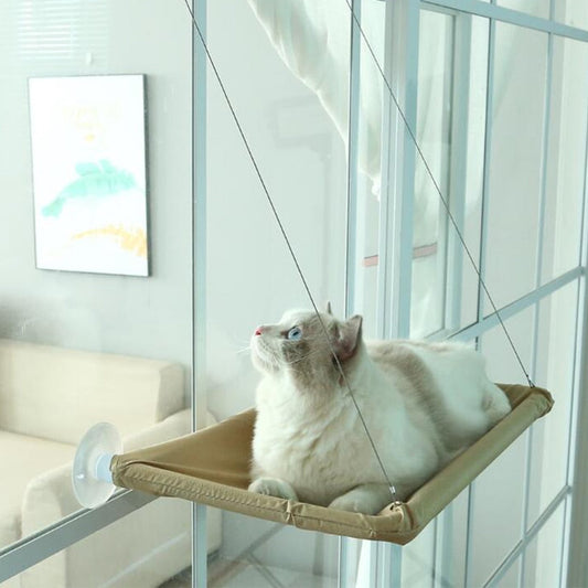 Cat Resting Seat Perch Window Hammock Pet Hanging Sleeping Beds Mount - Khaki - by Famigift
