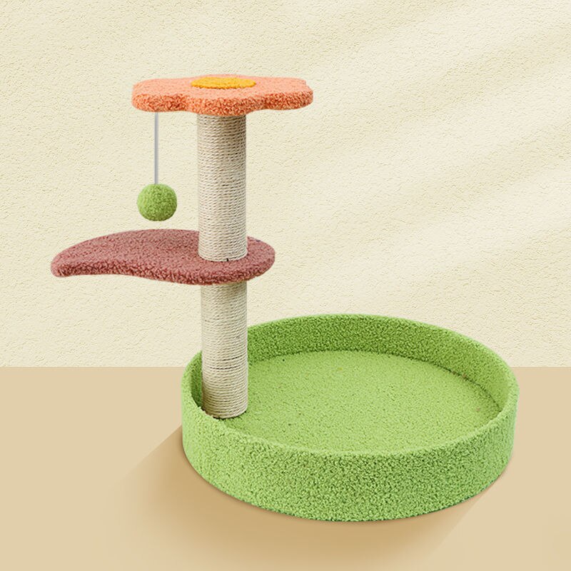 Cat Tree Cat Tower with Natural Sisal Scratching Post - beige ball - by Famigift