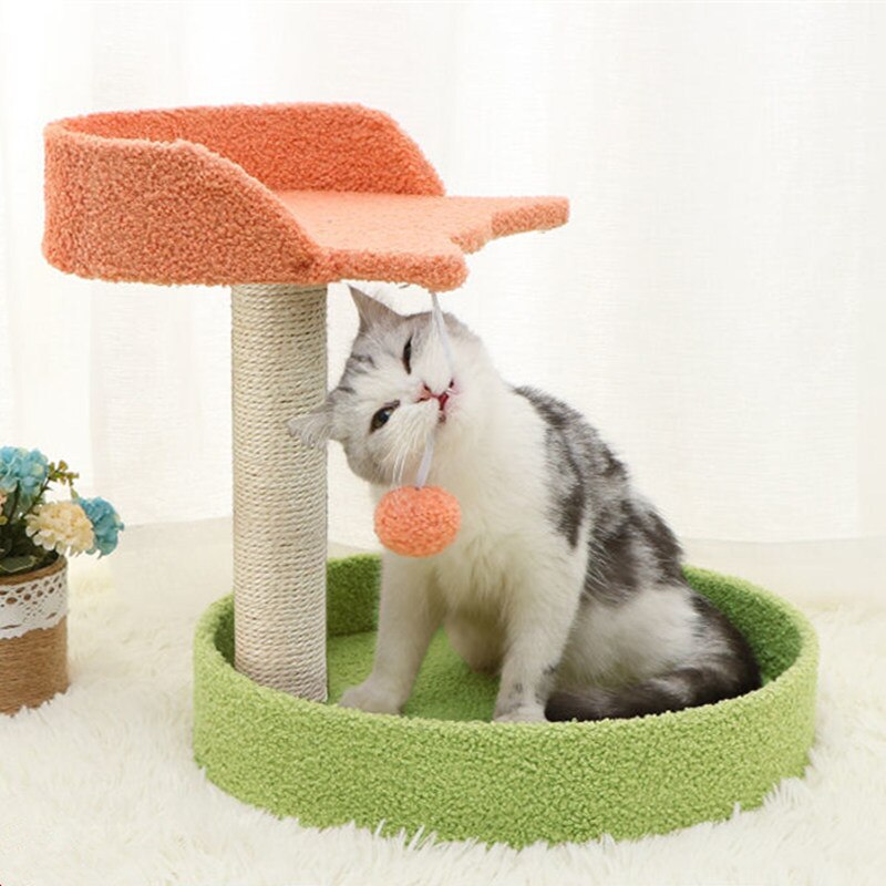 Cat Tree Cat Tower with Natural Sisal Scratching Post - Gray Ball - by Famigift