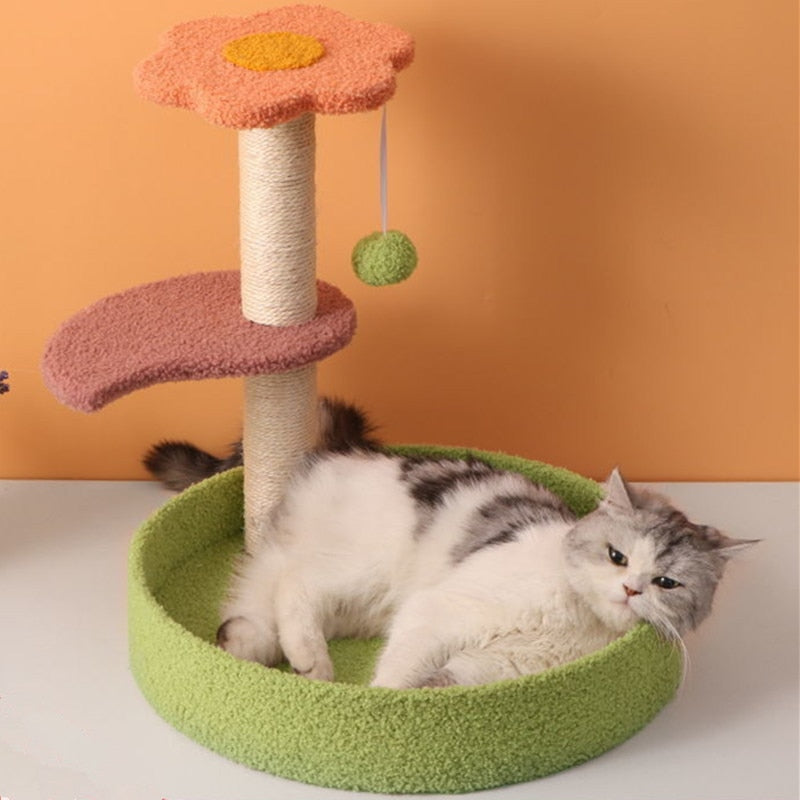 Cat Tree Cat Tower with Natural Sisal Scratching Post - Cat nest - by Famigift