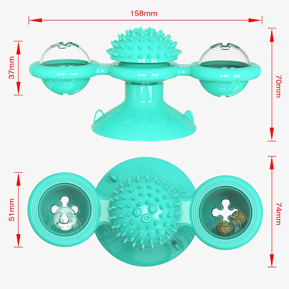 Cat Windmill Toy With Catnip LED Ball Teeth Cleaning - by Famigift