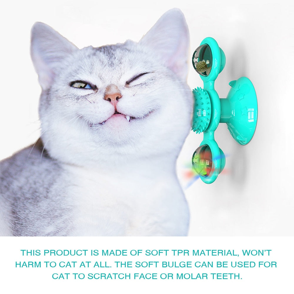 Cat Windmill Toy With Catnip LED Ball Teeth Cleaning - by Famigift