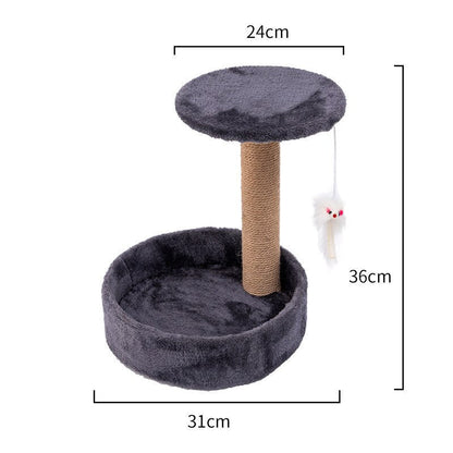 Cat scratcher sisal rope furniture climbing tree post wooden tree house - by Famigift