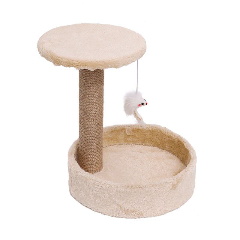 Cat scratcher sisal rope furniture climbing tree post wooden tree house - by Famigift