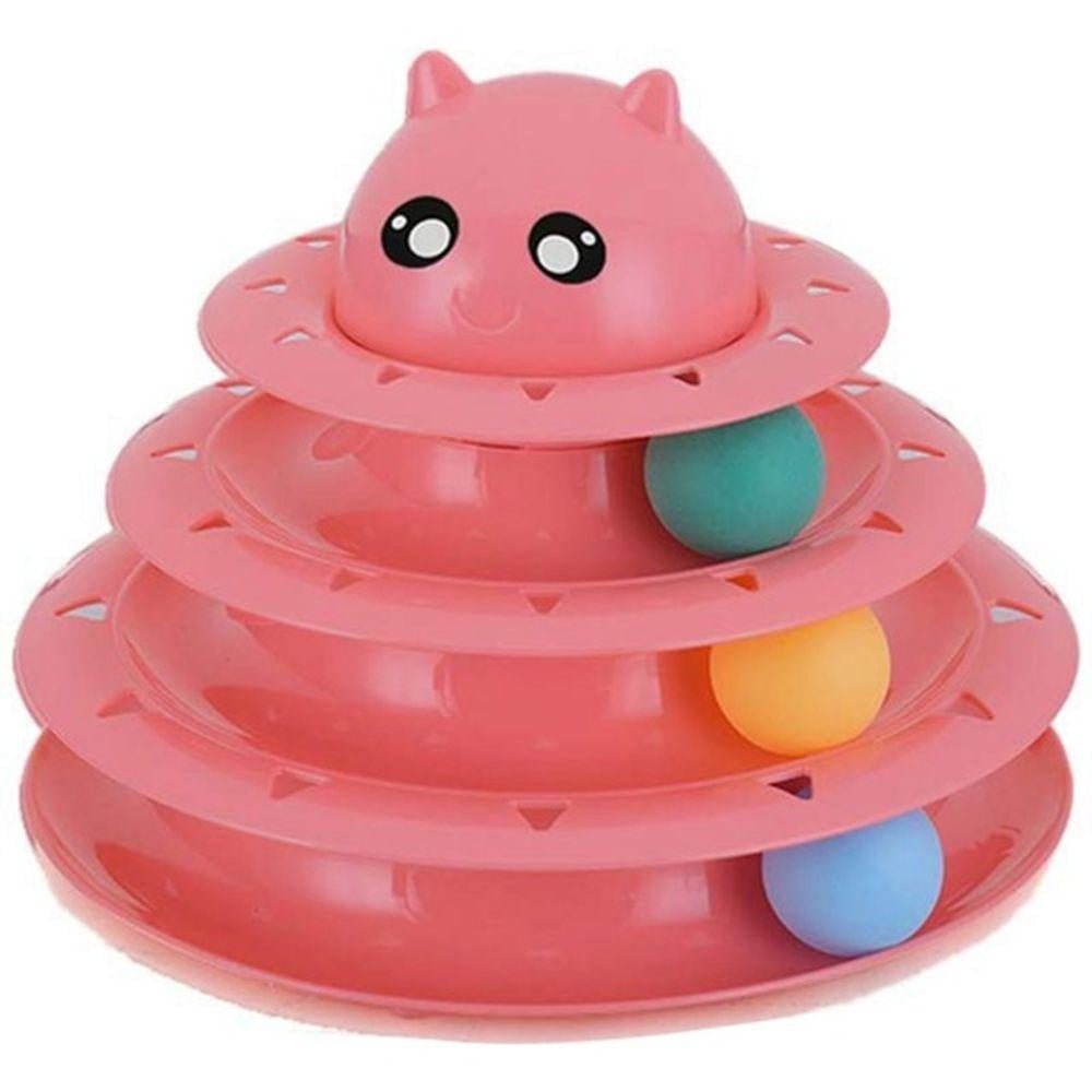 Cat Toy Colorful 3 Level Tower Track Roller Toy with Balls - by Famigift