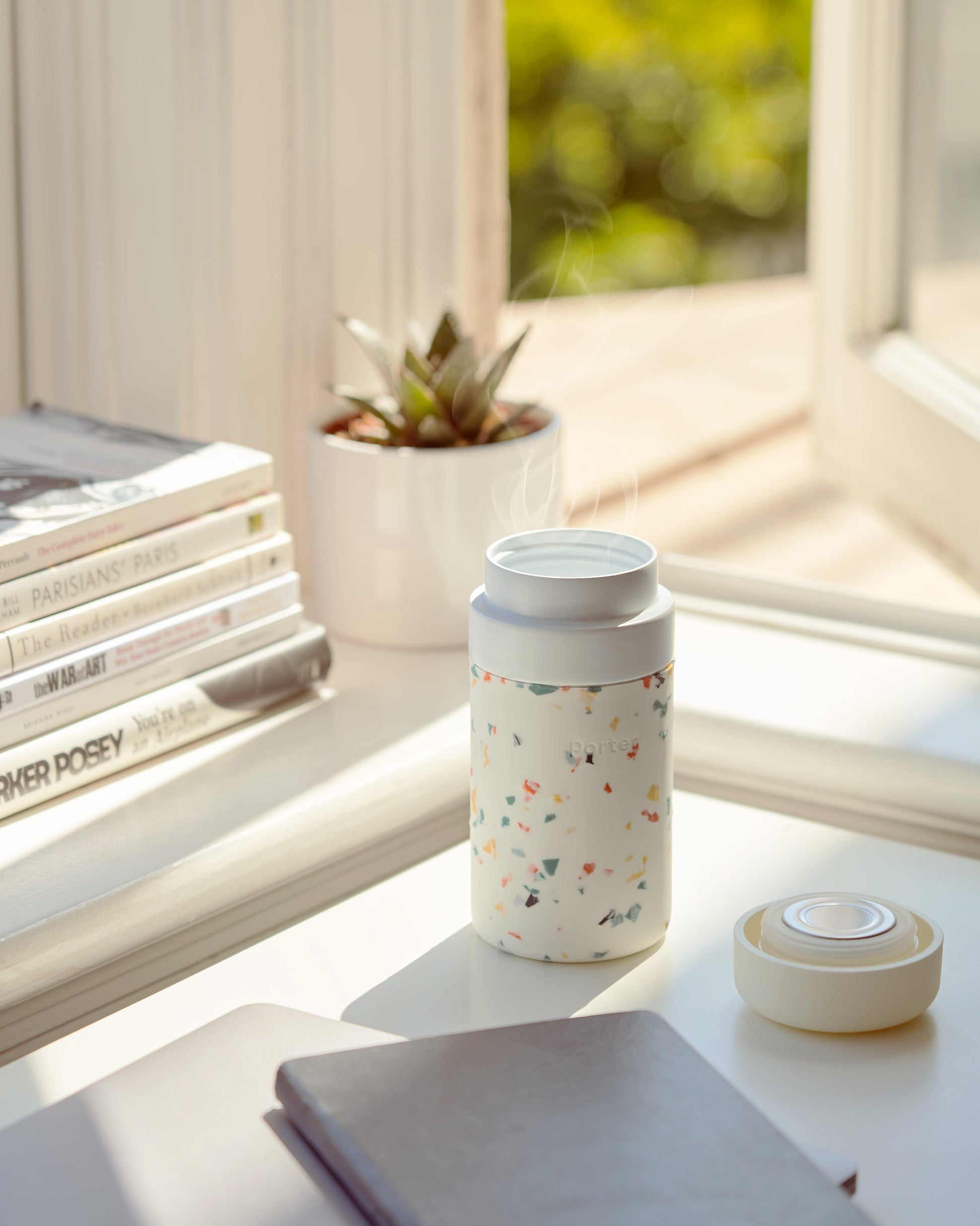 Insulated Ceramic Wide Mouth Bottle - Terrazzo Cream - by Famigift