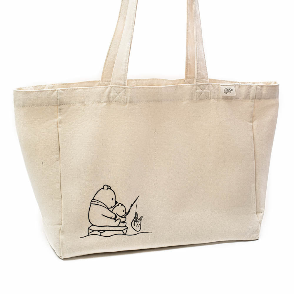 Canvas Tote Bag - Large With Compartments - by Famigift