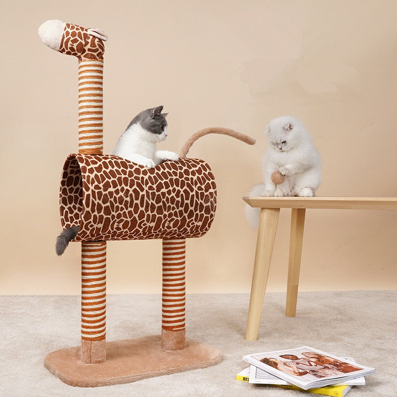 Giraffe cats scratching post rope toy tree cat climbing frame - by Famigift