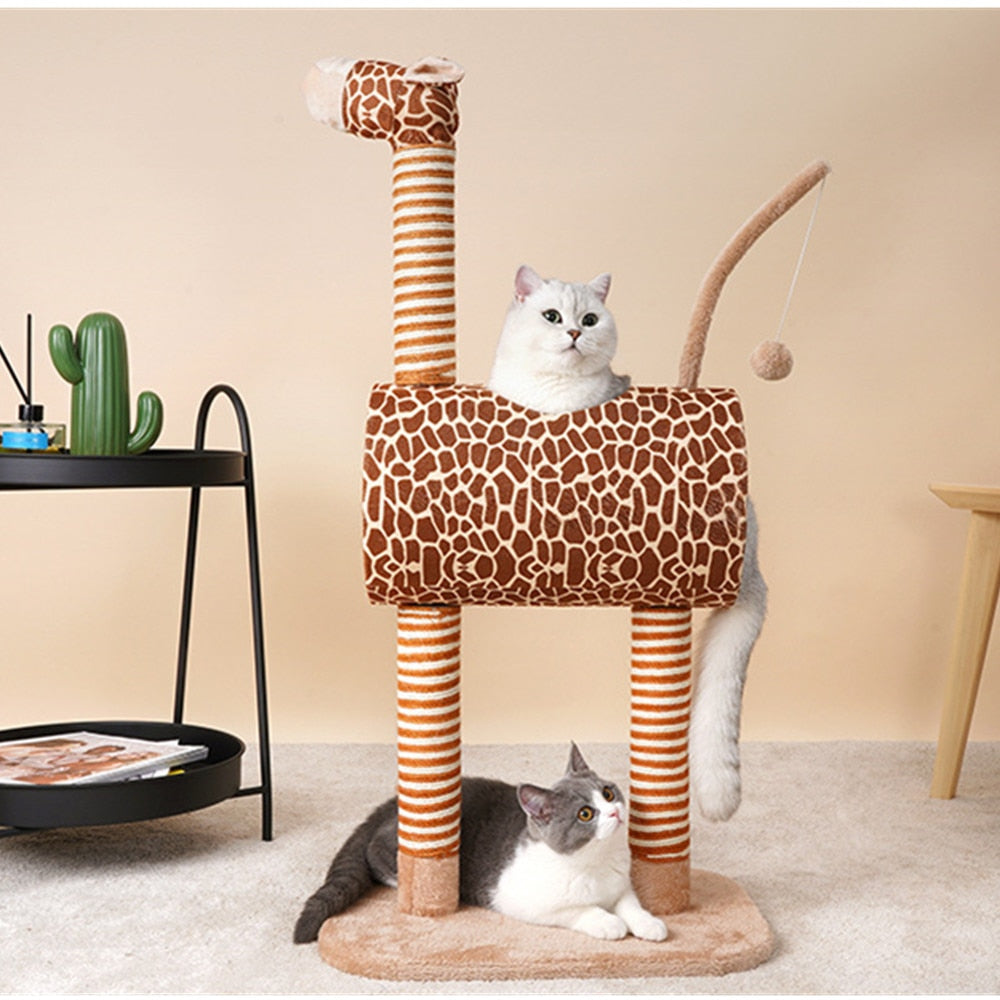 Giraffe cats scratching post rope toy tree cat climbing frame - by Famigift