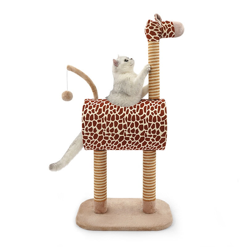 Giraffe cats scratching post rope toy tree cat climbing frame - Gold - by Famigift