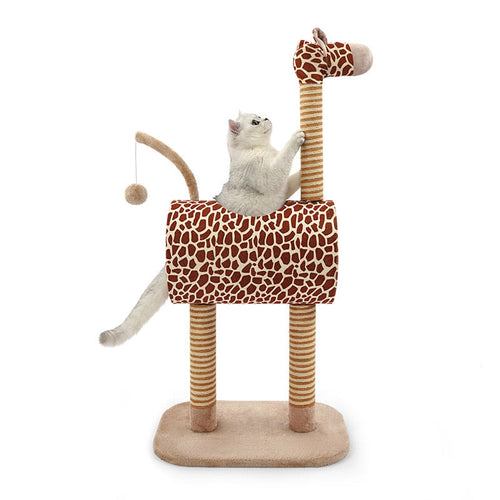 Giraffe cats scratching post rope toy tree cat climbing frame - Gold - by Famigift