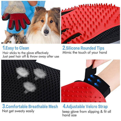 Pet Dog Hair Brush Comb Glove For Pet Cleaning Massage (1 pair - by Famigift