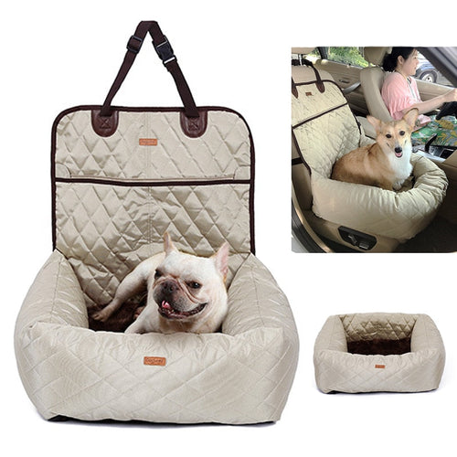 Dog car seat bed travel for indoor/car use pet car carrier bed cover removable - Black - by Famigift