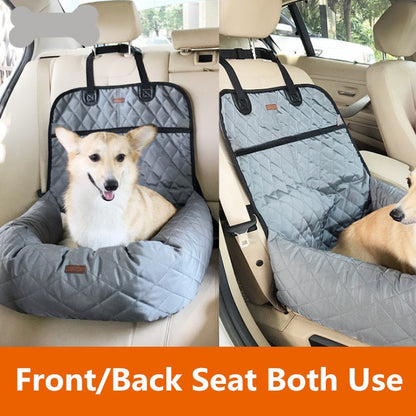 Dog car seat bed travel for indoor/car use pet car carrier bed cover removable - Grey - by Famigift