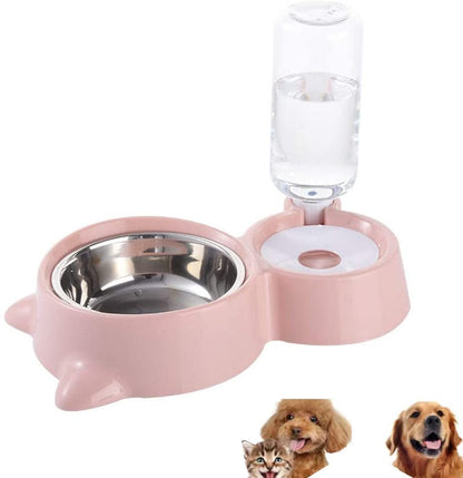 Dog Cat Bowls Water and Food Bowl Set with Detachable Stainless Steel Bowl - Gray - by Famigift