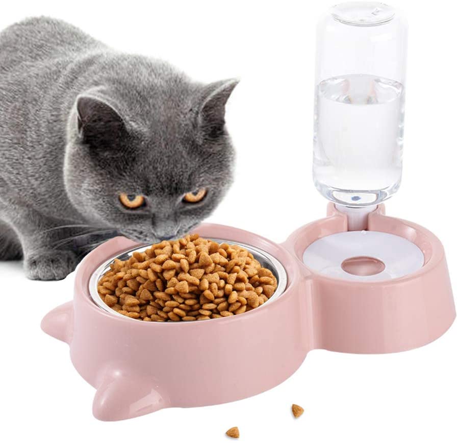 Dog Cat Bowls Water and Food Bowl Set with Detachable Stainless Steel Bowl - Green - by Famigift