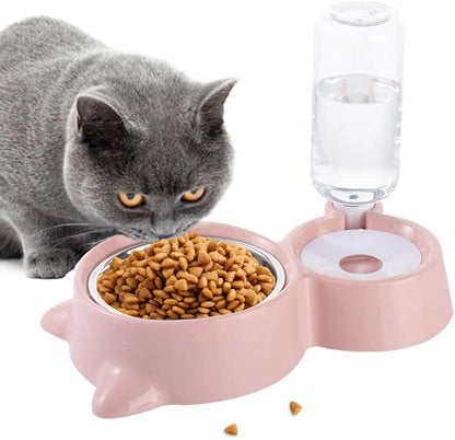 Dog Cat Bowls Water and Food Bowl Set with Detachable Stainless Steel Bowl - Green - by Famigift