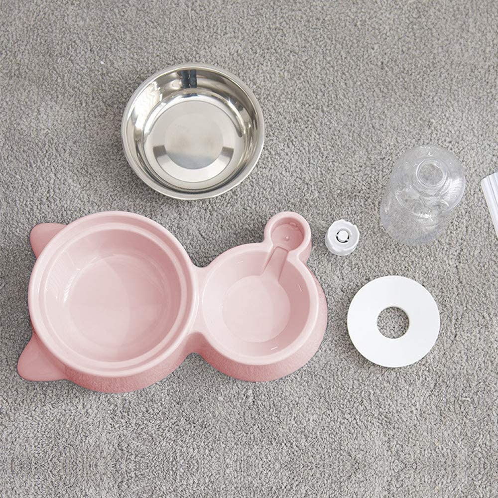 Dog Cat Bowls Water and Food Bowl Set with Detachable Stainless Steel Bowl - Pink - by Famigift