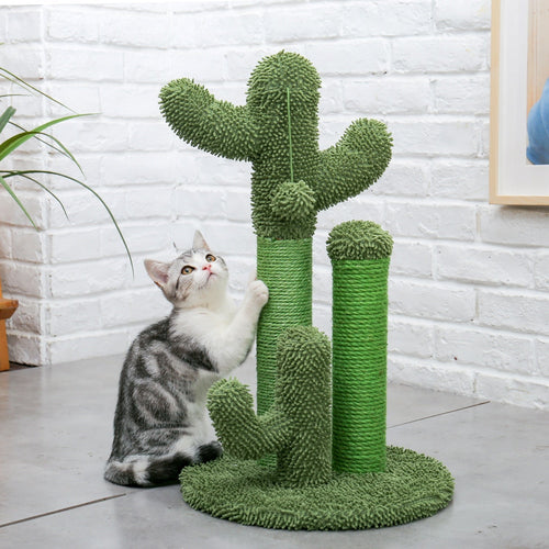 Cactus cat scratcher post featuring cat tree - B-L - by Famigift
