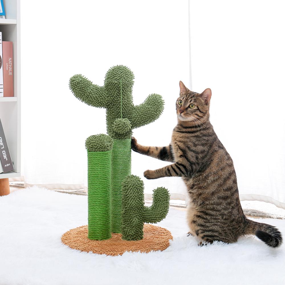 Cactus cat scratcher post featuring cat tree - B-M - by Famigift