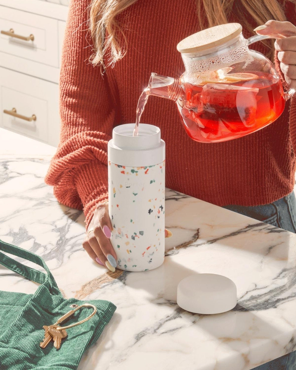 Insulated Ceramic Wide Mouth Bottle - Terrazzo Blush - by Famigift