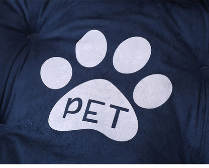 Pet Dog Beds Mat for Small Medium Large Dogs with Pillow - blue - by Famigift