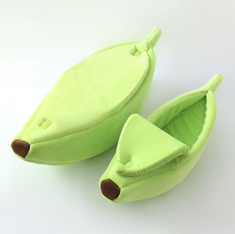 PetCare Soft Banana Shaped Cat Bed - Green - by Famigift