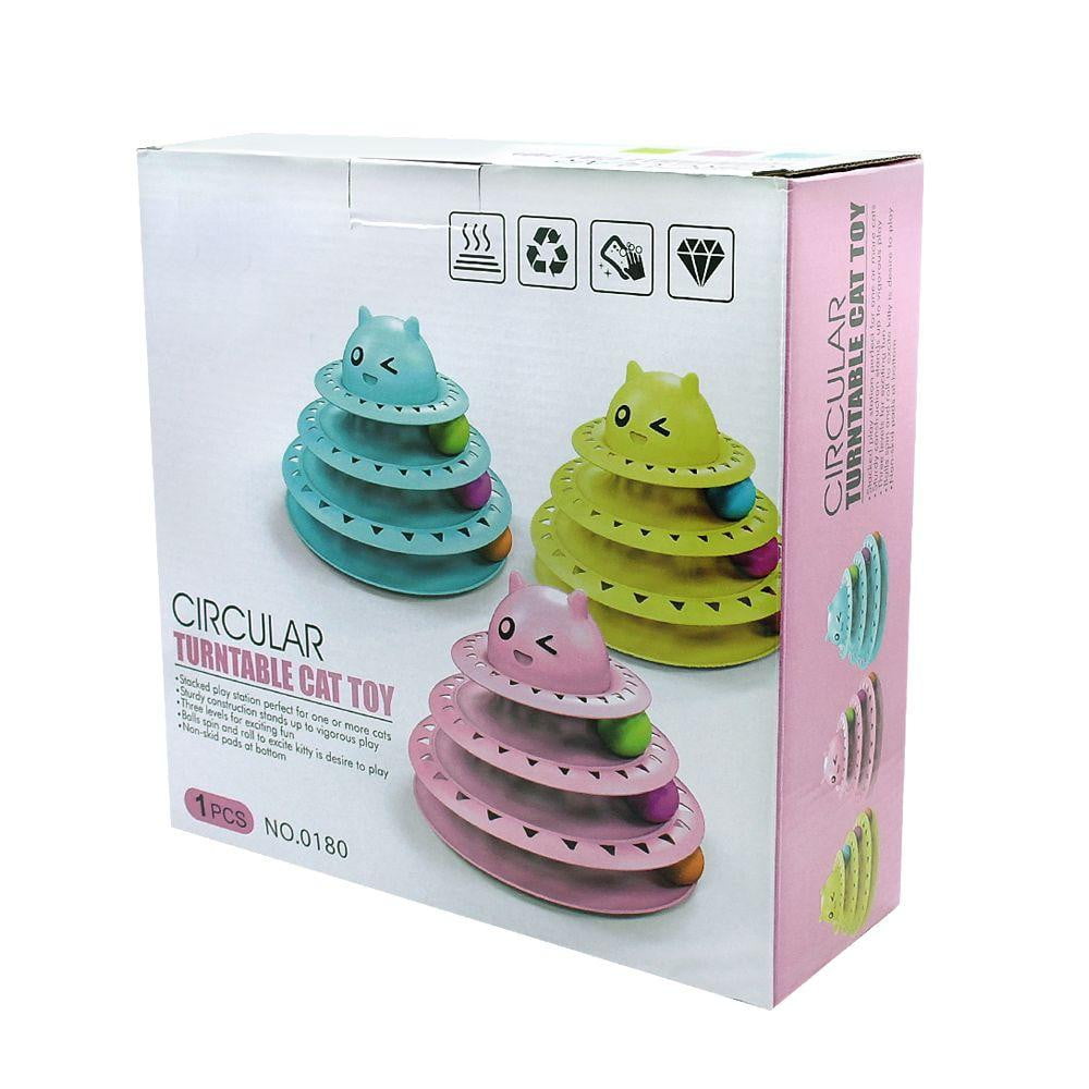 Cat Toy Colorful 3 Level Tower Track Roller Toy with Balls - by Famigift