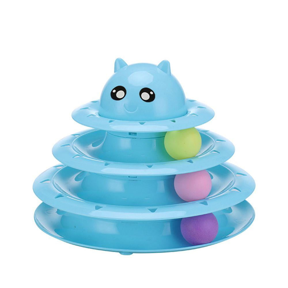 Cat Toy Colorful 3 Level Tower Track Roller Toy with Balls - by Famigift